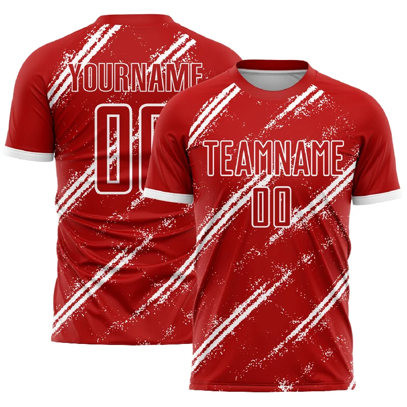 Personalized Football Jersey-Custom Red White Sublimation Soccer Uniform Jersey