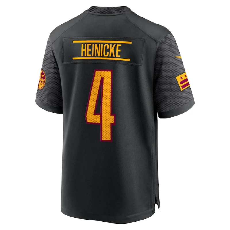 Rugby Jersey With Mesh Panels-W.Commanders #4 Taylor Heinicke  Black Alternate Game Player Jersey Stitched American Football Jerseys