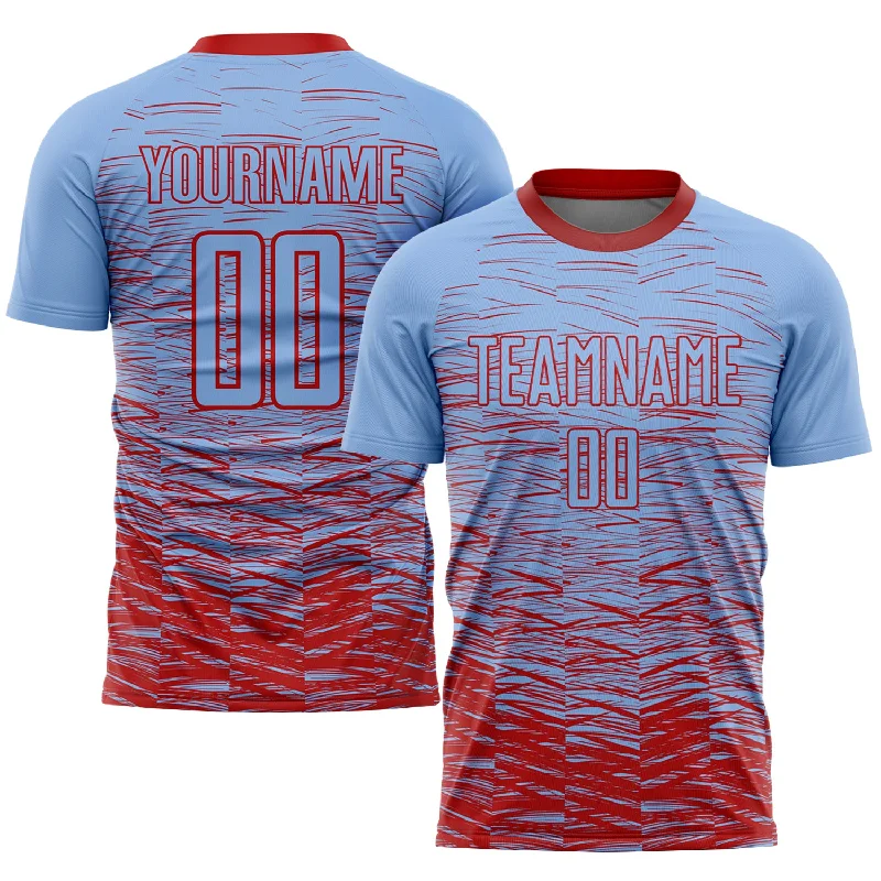 Football Jersey For Sportswear Collection-Custom Light Blue Red Sublimation Soccer Uniform Jersey