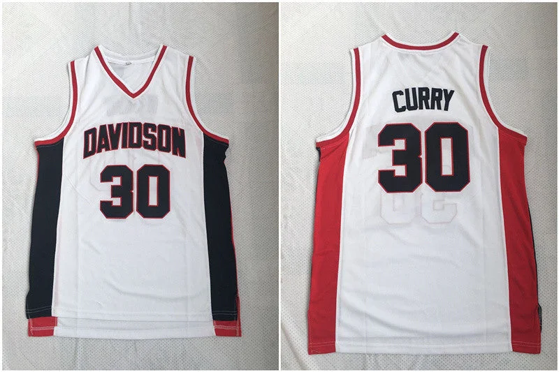 Basketball Jersey With Strong Stitching-Davidson Wildcat 30 Stephen Curry White Stitched College Basketball Basketball Jersey