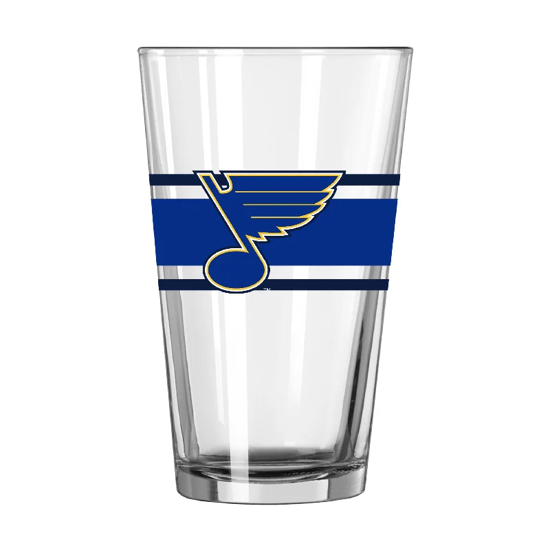 Team Mug With Spoon-St Louis Blues 16oz Stripe Pint Glass