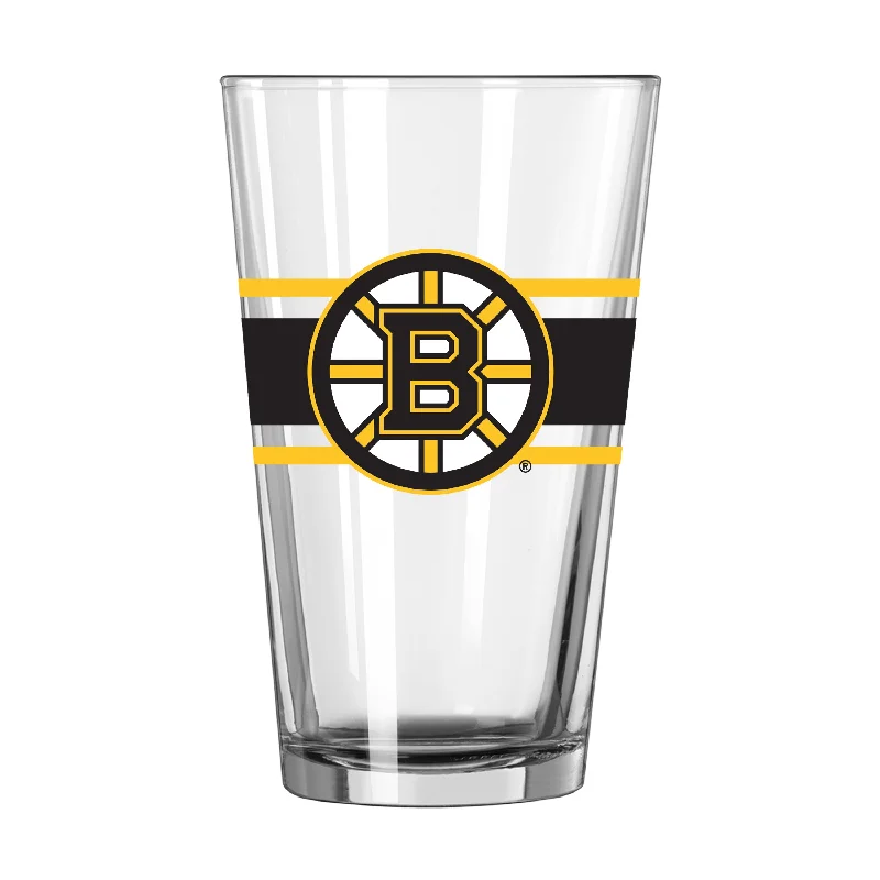 Baseball Team Mug-Boston Bruins 16oz Stripe Pint Glass