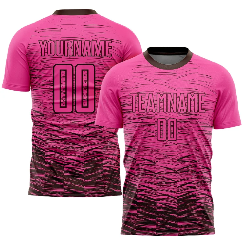 Football Jersey For High Performance-Custom Pink Brown Sublimation Soccer Uniform Jersey