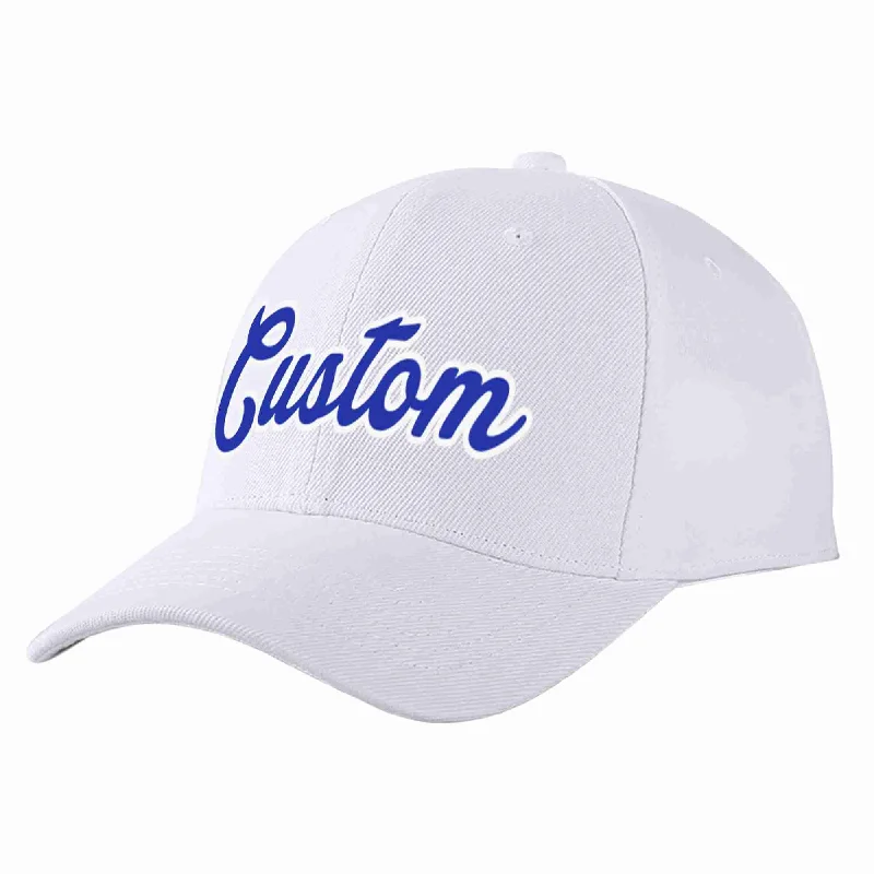 Mesh Baseball Cap-Custom White Royal-White Curved Eaves Sport Baseball Cap Design for Men/Women/Youth