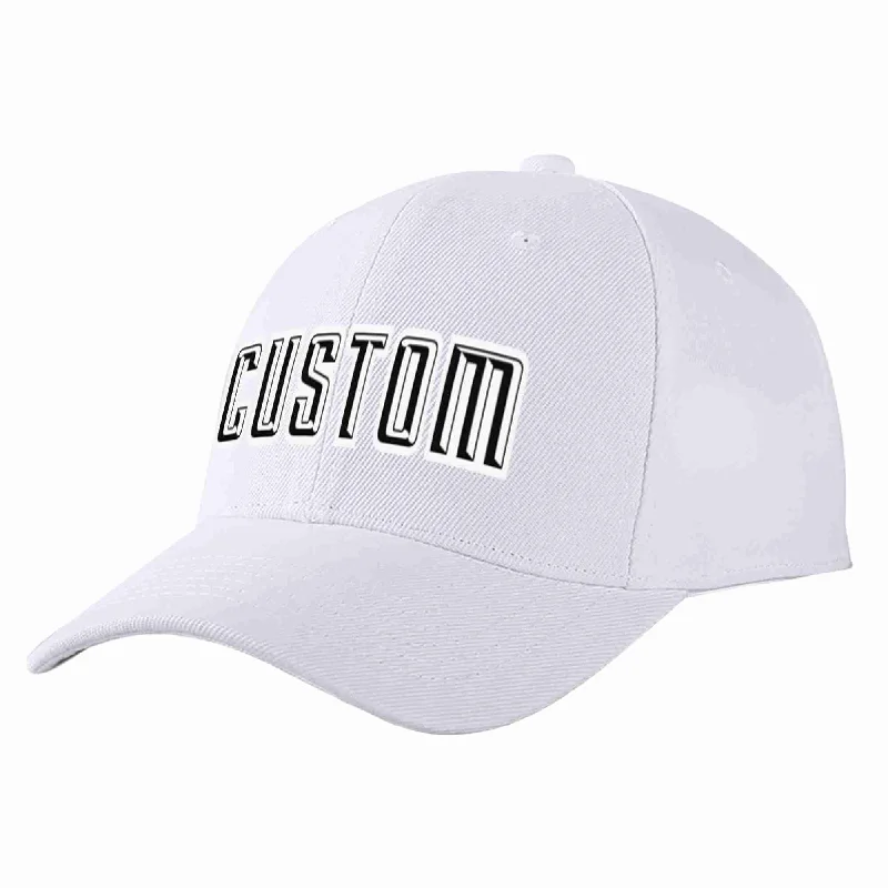 Old School Baseball Cap-Custom White Black-White Curved Eaves Sport Baseball Cap Design for Men/Women/Youth