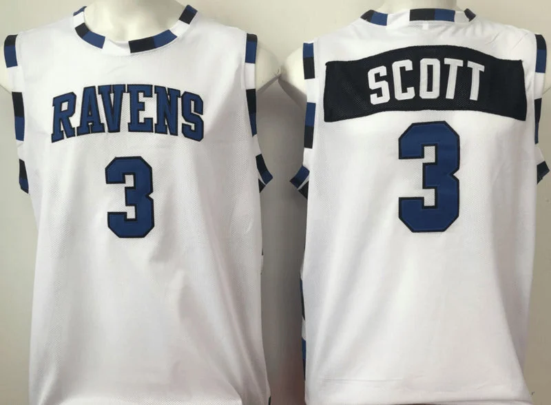 Basketball Jersey For Championship Games-One Tree Hill Ravens 3 Lucas Scott White College Basketball Basketball Jersey