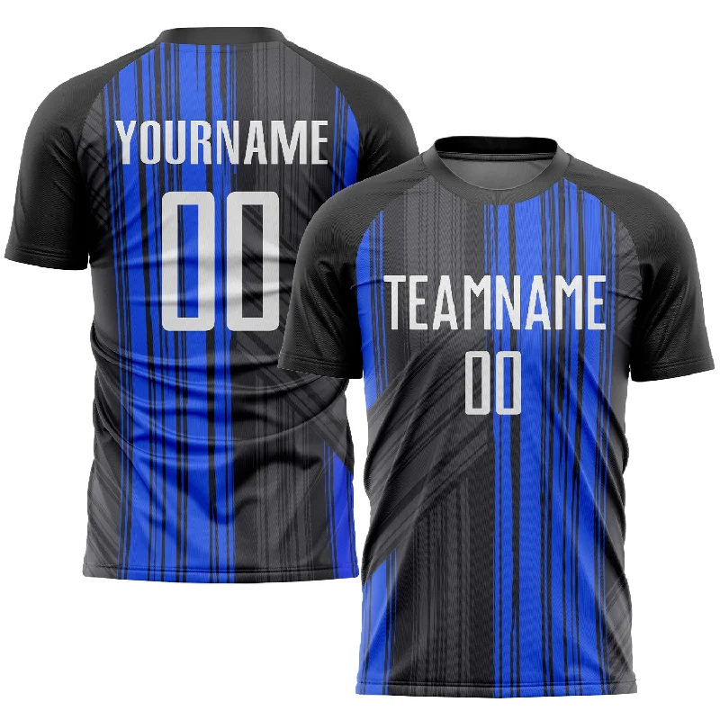 Football Jersey For Street Football-Custom Black White-Royal Sublimation Soccer Uniform Jersey