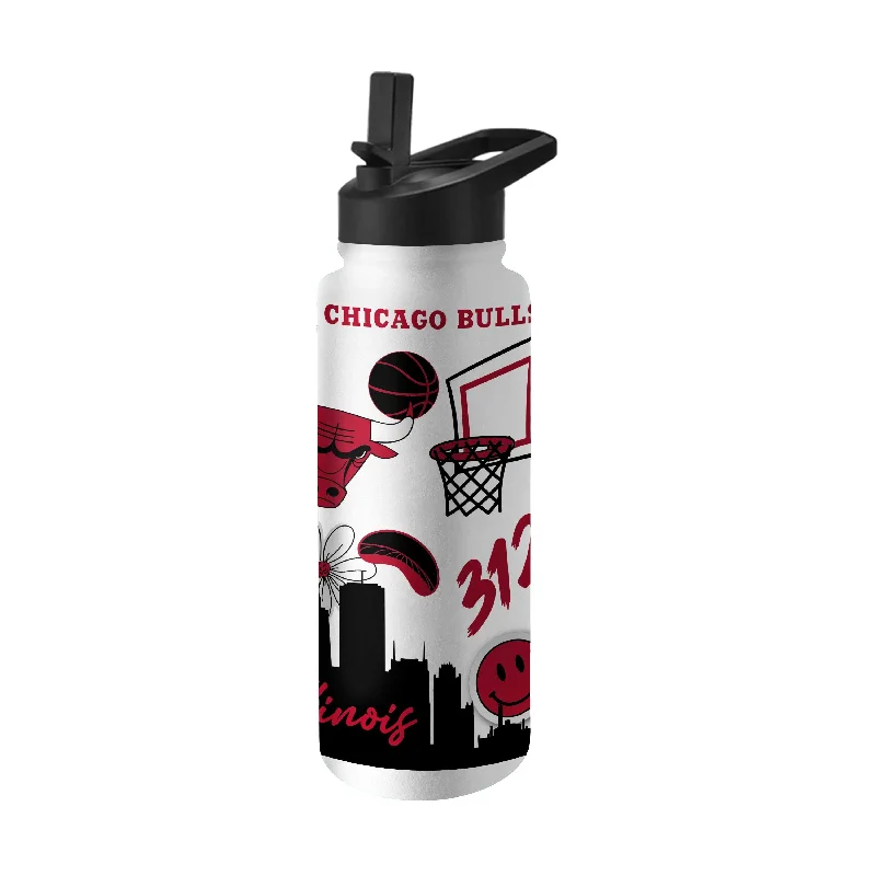 Team Mug With Wooden Handle-Chicago Bulls 34oz Native Quencher Bottle