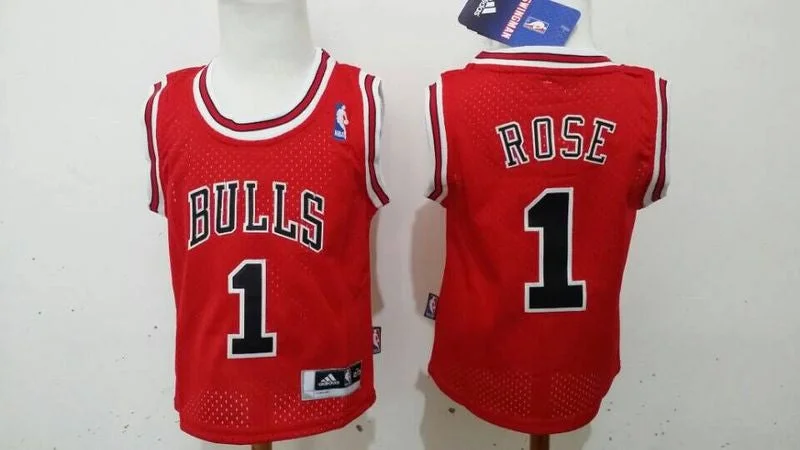 Vintage Basketball Jersey-Bulls 1 Derek Rose Red Toddler Basketball Jersey