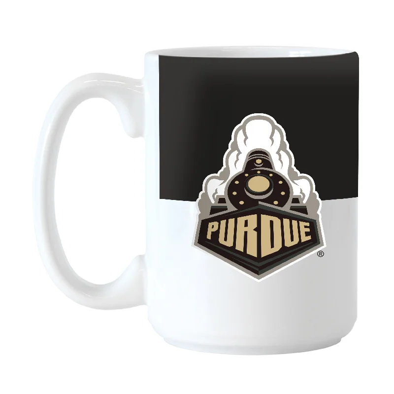 Stainless Steel Team Mug-Purdue 15oz Colorblock Sublimated Mug