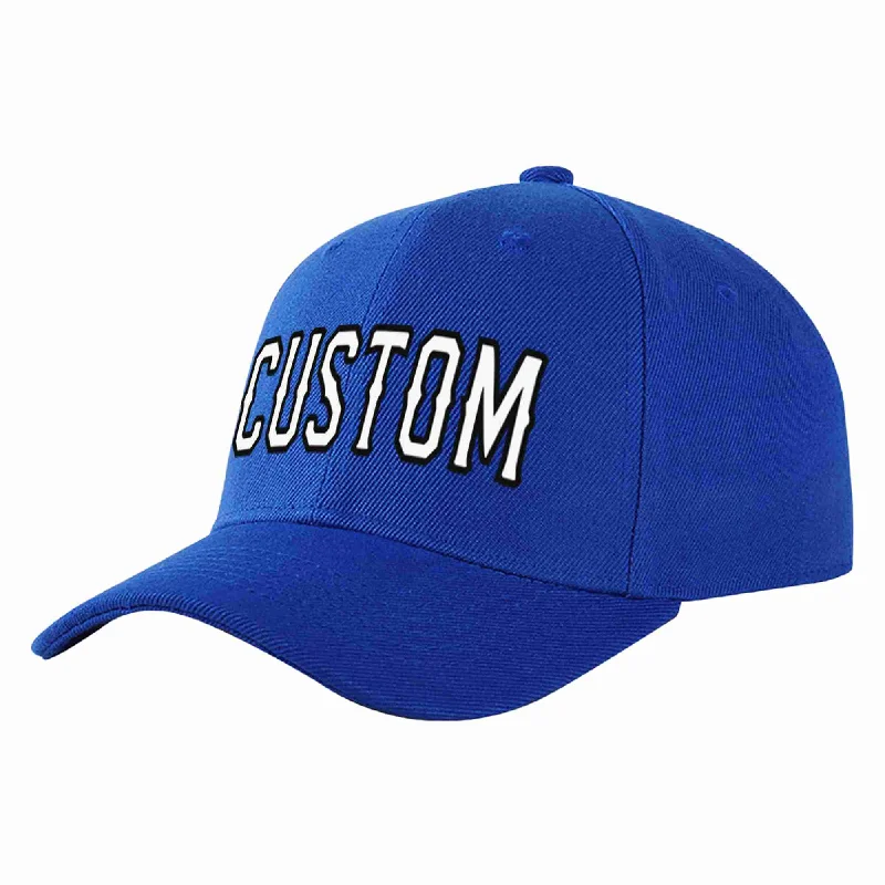 Small Head Baseball Cap-Custom Royal White-Black Curved Eaves Sport Baseball Cap Design for Men/Women/Youth