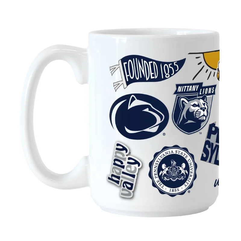 Team Mug With Football Graphics-Penn State 15oz Native Sublimated Mug