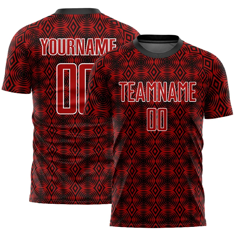 Football Jersey For City Leagues-Custom Red Black-White Geometric Shapes Sublimation Soccer Uniform Jersey