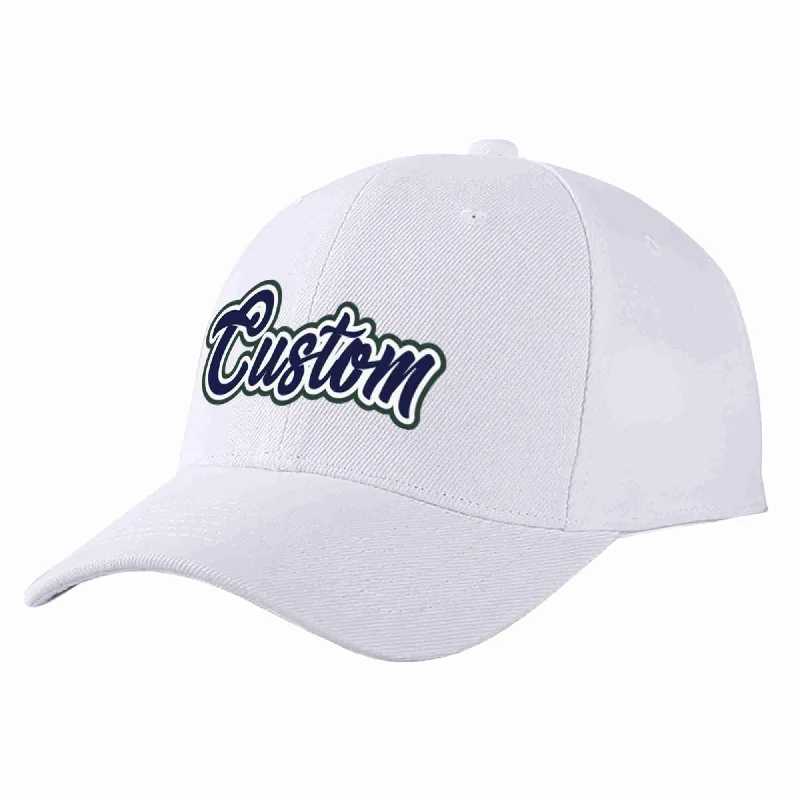 Embroidered Baseball Cap-Custom White Navy-White Curved Eaves Sport Baseball Cap Design for Men/Women/Youth