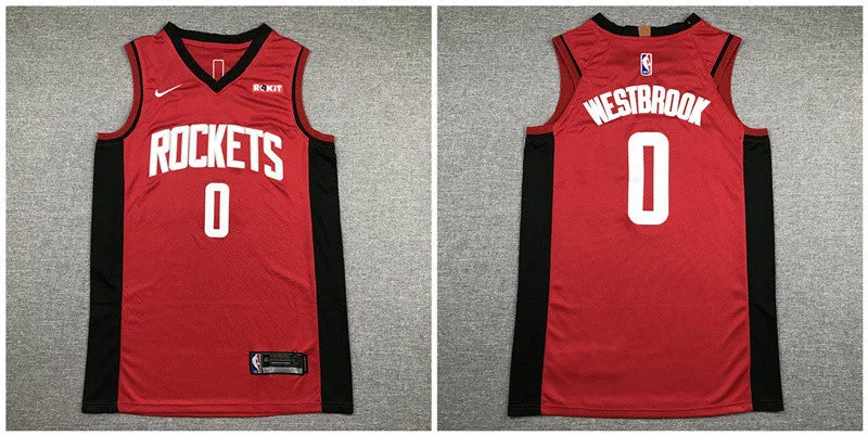 Basketball Jersey For Weekend Warriors-Rockets 0 Russell Westbrook Red Authentic Basketball Jersey