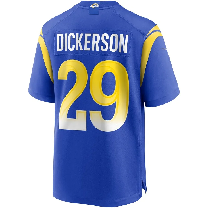 Rugby Jersey For Beginners-LA.Rams #29 Eric Dickerson Royal Game Retired Player Jersey Stitched American Football Jerseys