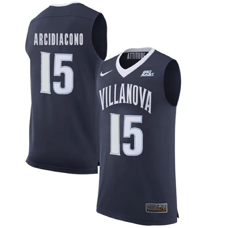 Basketball Jersey With High Performance Fabric-Villanova Wildcats 15 Ryan Arcidiacono Navy College Basketball Elite Basketball Jersey