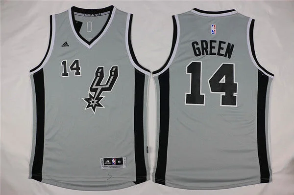 Basketball Jersey With Player Name-Spurs 14 Danny Green Grey Swingman Basketball Jersey