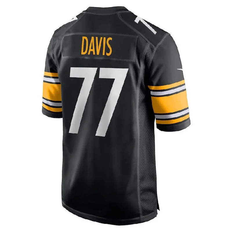 Rugby Jersey For Special Events-P.Steelers #77 Jesse Davis Black Game Player Jersey Stitched American Football Jerseys