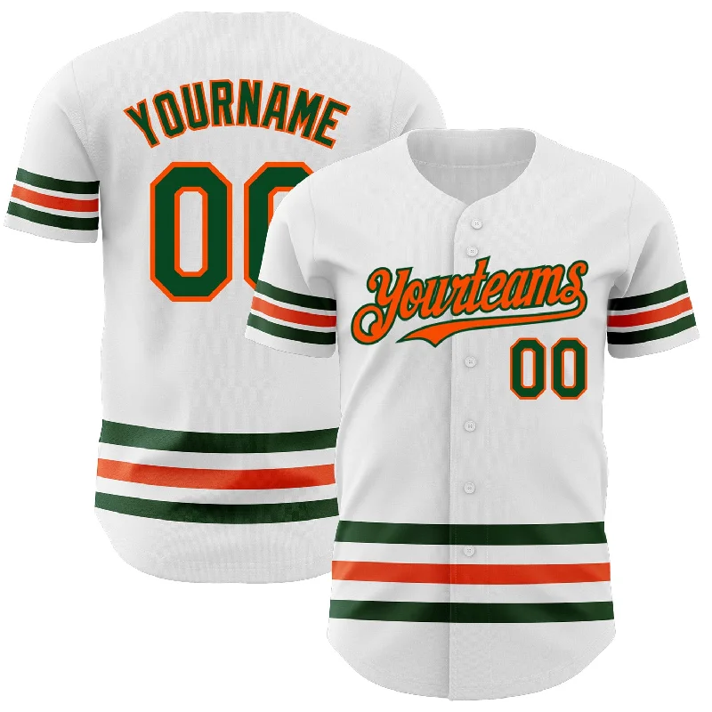 Football Jersey With Funny Graphics-Basketball Jersey With Funny Graphics-Baseball Jersey For Women-Custom White Green-Orange Line Authentic Baseball Jersey