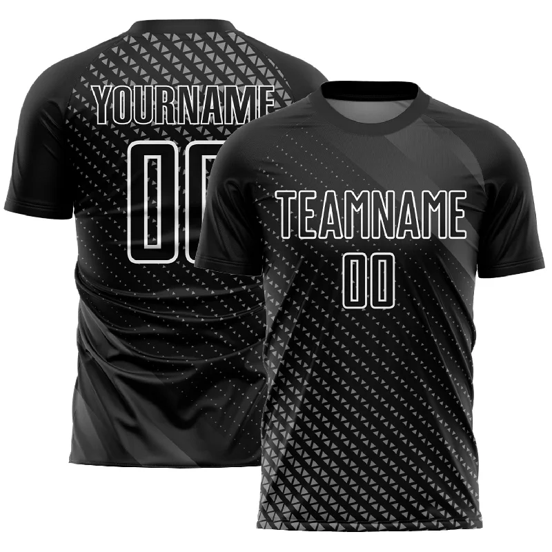 Football Jersey With Retro Style-Custom Black White Geometric Shapes Sublimation Soccer Uniform Jersey