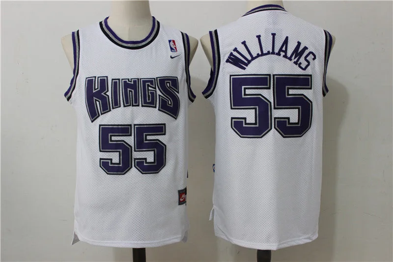 Basketball Jersey With Custom Number-Kings 55 Jason Williams White Throwback Basketball Jersey