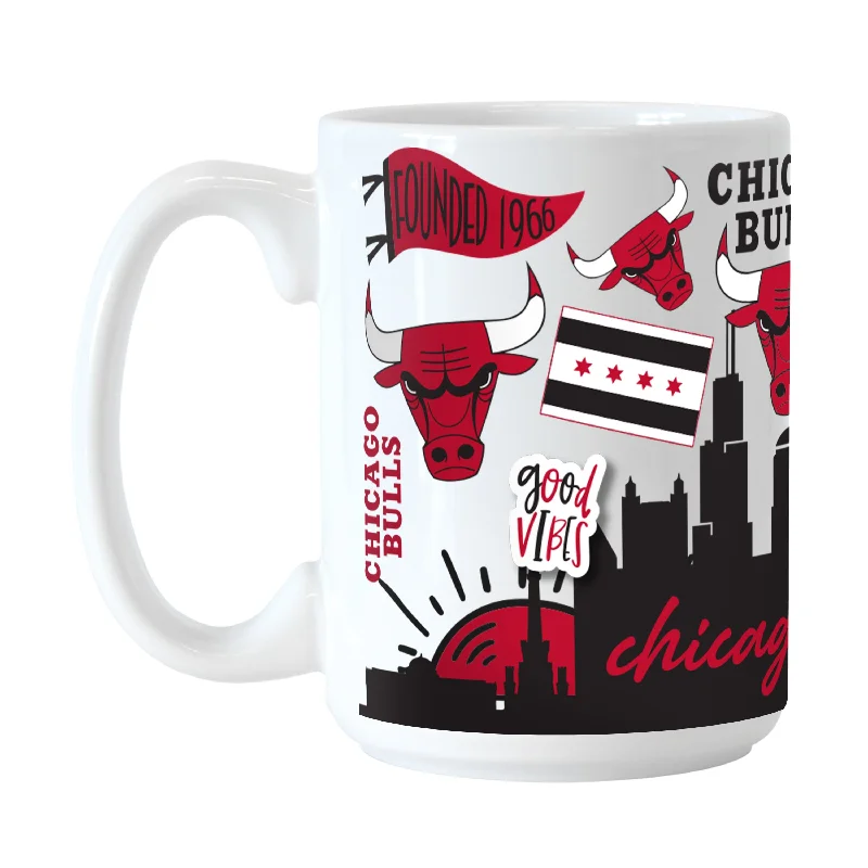 Team Mug With Countdown Timer-Chicago Bulls 15oz Native Sublimated Mug