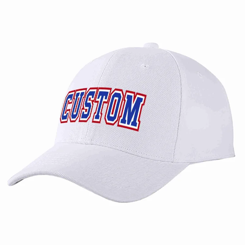 Inspirational Baseball Cap-Custom White Royal-White Curved Eaves Sport Baseball Cap Design for Men/Women/Youth