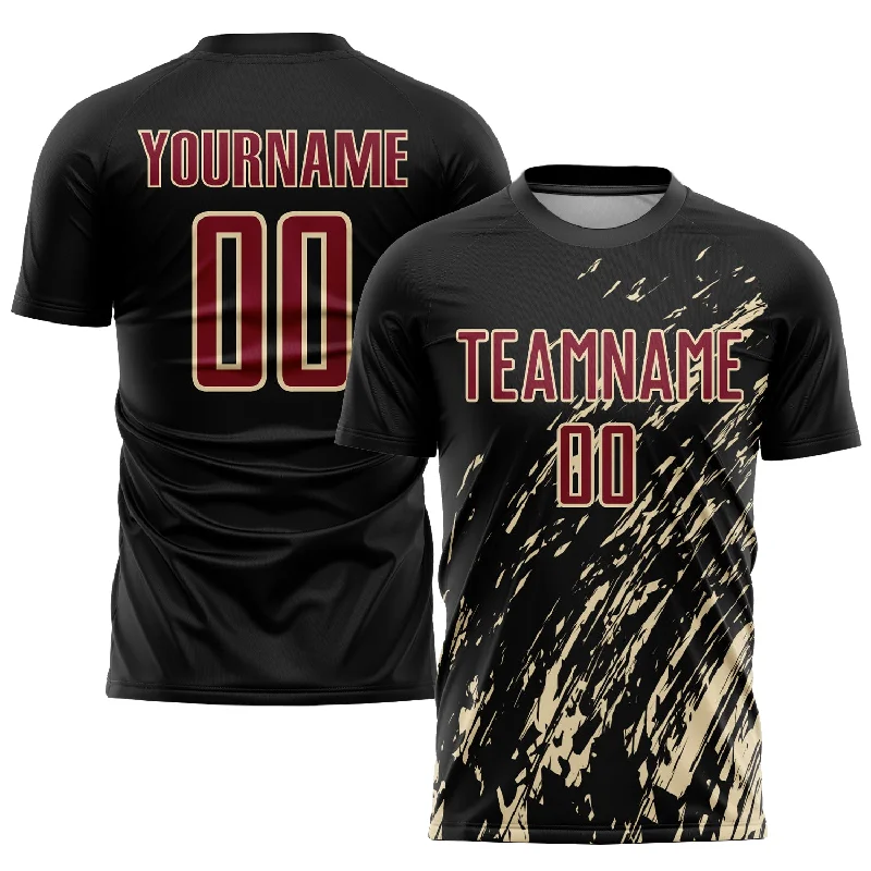 Football Jersey For Sports Fans-Custom Black Crimson-City Cream Sublimation Soccer Uniform Jersey