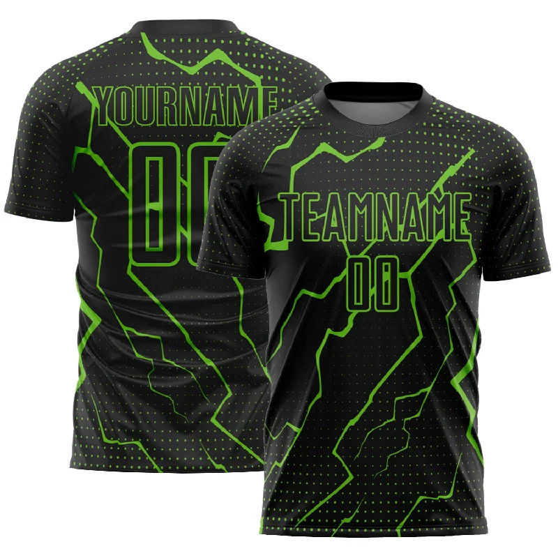 Football Jersey For Championship Players-Custom Black Aurora Green Lightning Sublimation Soccer Uniform Jersey