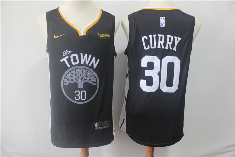 Basketball Jersey For College Teams-Warriors 30 Stephen Curry Black 2018-19 Earned Edition Swingman Basketball Jersey