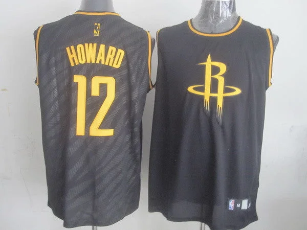 Basketball Jersey With Personalized Design-Rockets 12 Howard Black Precious Metals Fashion Basketball Jerseys