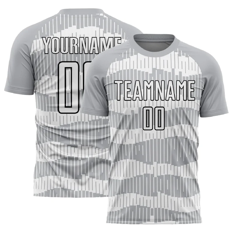 Football Jersey For Sports Enthusiasts-Custom Gray White-Black Pinstripe Sublimation Soccer Uniform Jersey