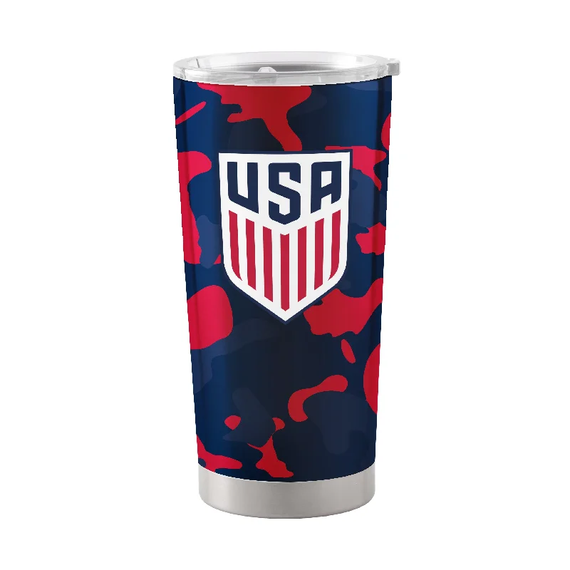 Team Mug For Barbecue Parties-US Mens Soccer 20oz Camo Stainless Tumbler