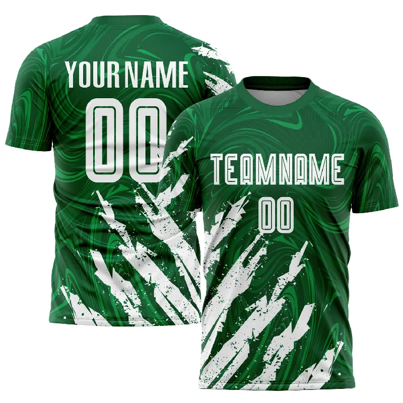 Football Jersey For Holiday Events-Custom Kelly Green White Sublimation Soccer Uniform Jersey