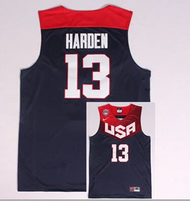 Basketball Jersey With Seamless Fit-USA 13 Harden Blue 2014 Basketball Jerseys