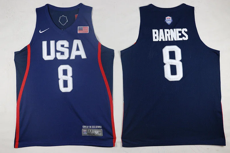 Basketball Jersey With Digital Print-USA Basketball 8 Harrison Barnes Royal Rio Elite Stitched Basketball Jersey