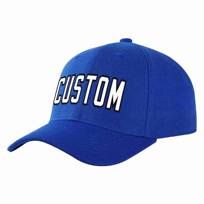 Throwback Baseball Cap-Custom Royal White-Black Curved Eaves Sport Baseball Cap Design for Men/Women/Youth