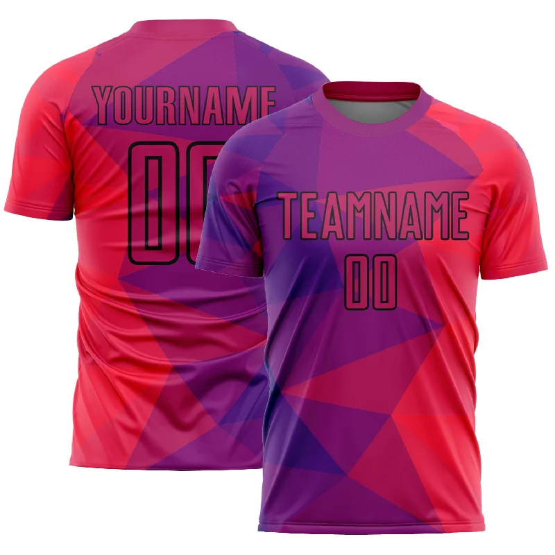 Football Jersey With Team Name-Custom Purple Red-Black Geometric Shapes Sublimation Soccer Uniform Jersey