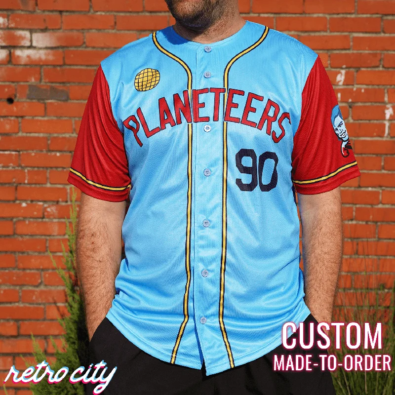 Football Jersey With Retired Player Number-Basketball Jersey With Special Edition Design-Baseball Jersey With Superhero Style-Planeteers Captain Planet Full-Button Baseball Jersey