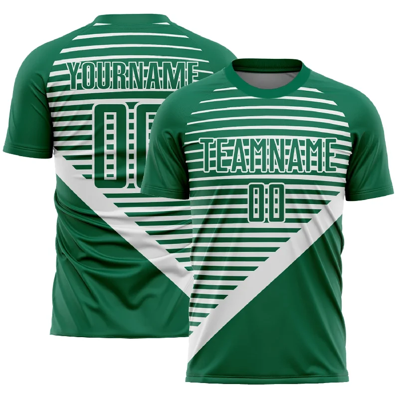 Football Jersey With Event Branding-Custom Kelly Green White Stripes Sublimation Soccer Uniform Jersey