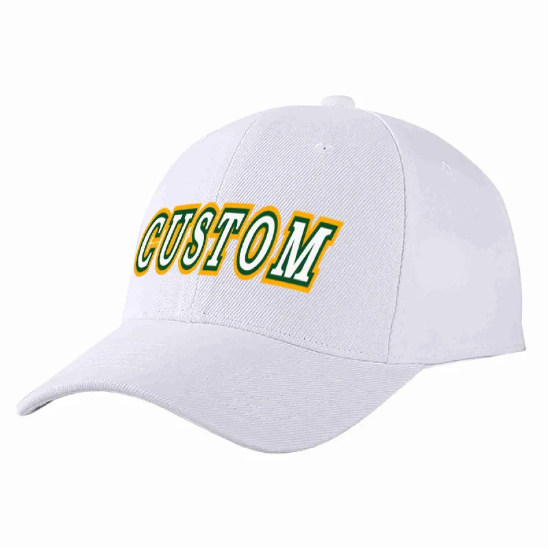 Insulated Baseball Cap-Custom White White-Kelly Green Curved Eaves Sport Baseball Cap Design for Men/Women/Youth