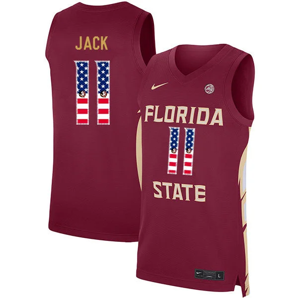 Basketball Jersey With Advanced Stitching-Florida State Seminoles 11 Nathanael Jack Red USA Flag Basketball College Basketball Jersey