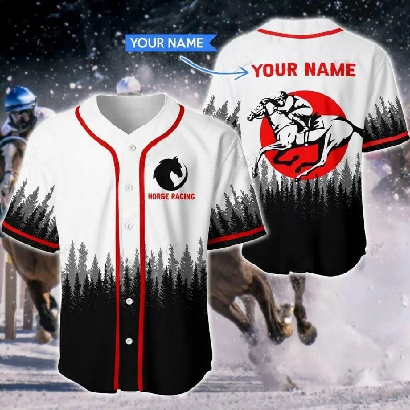 Football Jersey With City Team Design-Basketball Jersey With State Team Design-Baseball Jersey With Famous Player Name-Horse Racing Forest Personalized Baseball Jersey