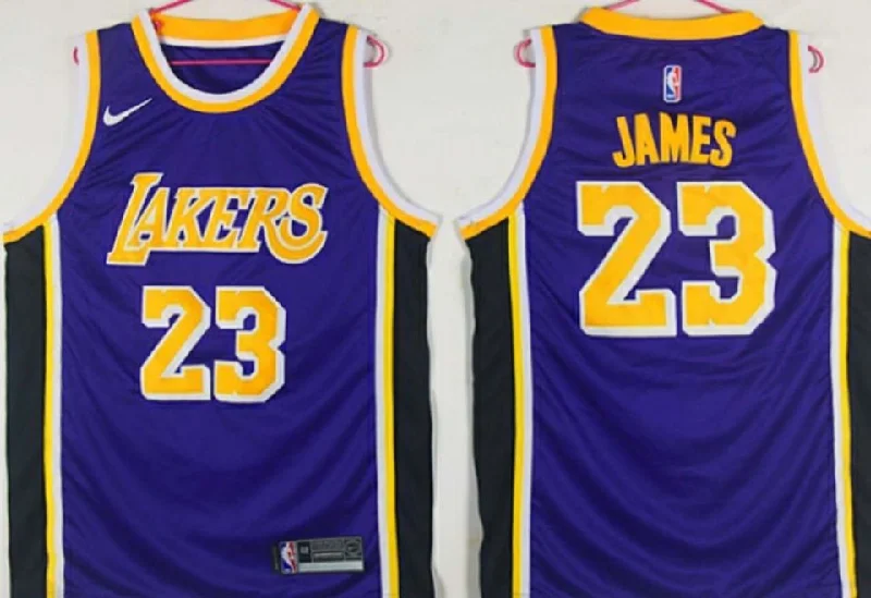 Basketball Jersey For Sports Clubs-Lakers 23 Lebron James Purple 2018-19 Swingman Basketball Jersey