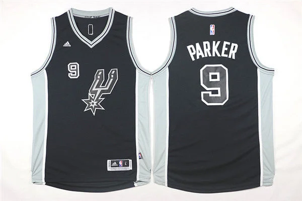 Cheap Basketball Jersey-Spurs 9 Tony Parker Black 2015-16 Swingman Basketball Jersey