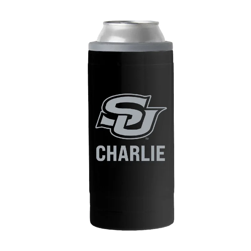 Team Mug With Rubber Grip-Southern University Personalized 12oz Black slim Can Coolie