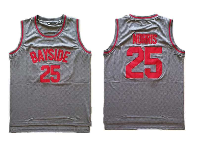 Basketball Jersey With Advanced Stitching-Bayside Tigers 25 Zack Morris Gray Stitched Movie Basketball Jersey