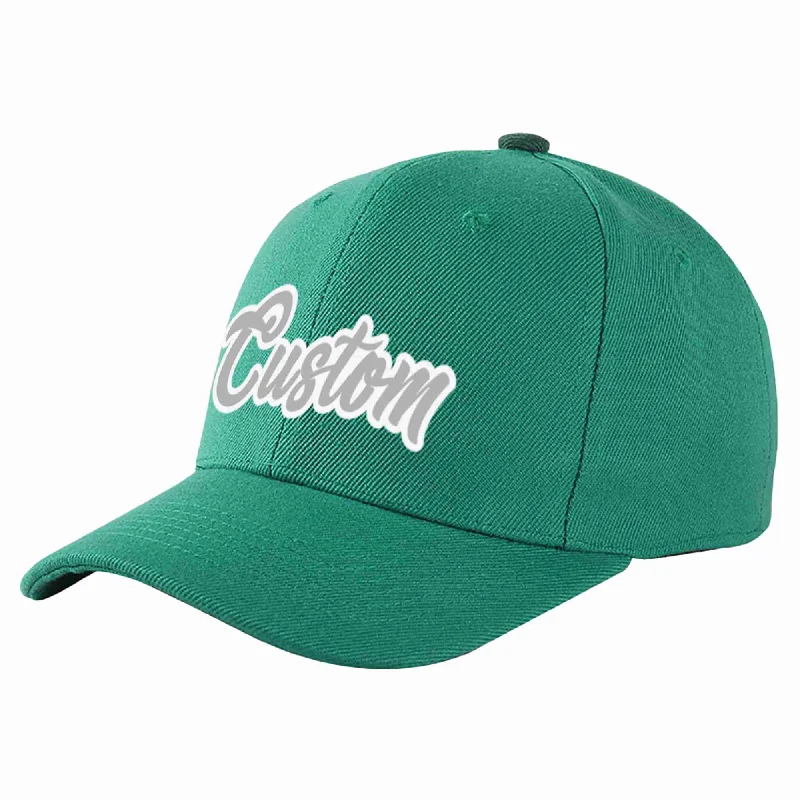 DJ Baseball Cap-Custom Light Green Gray-White Curved Eaves Sport Baseball Cap Design for Men/Women/Youth