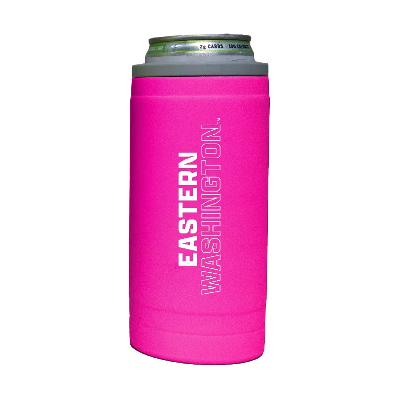 Team Mug With Pastel Shades-Eastern Washington 12oz Electric Stacked Soft Touch Slim Coolie